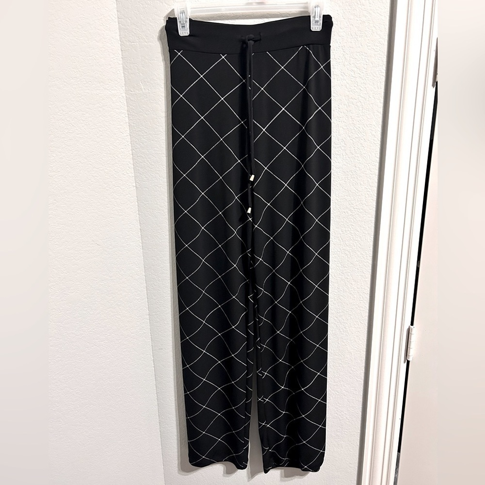 Jones New York Black & white Jersey knit wideleg pants, XL NWT, Wide waistband